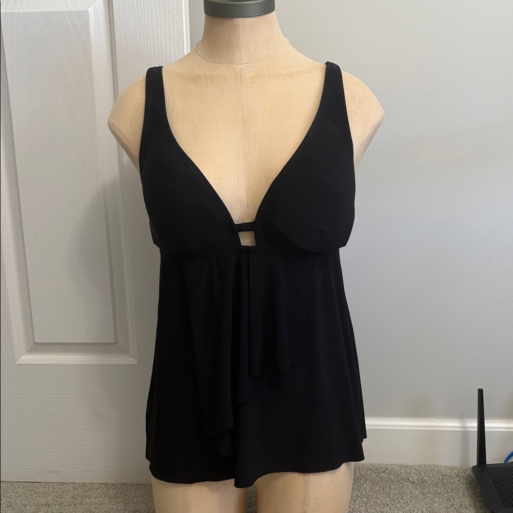 Black Plunge Tankini Top